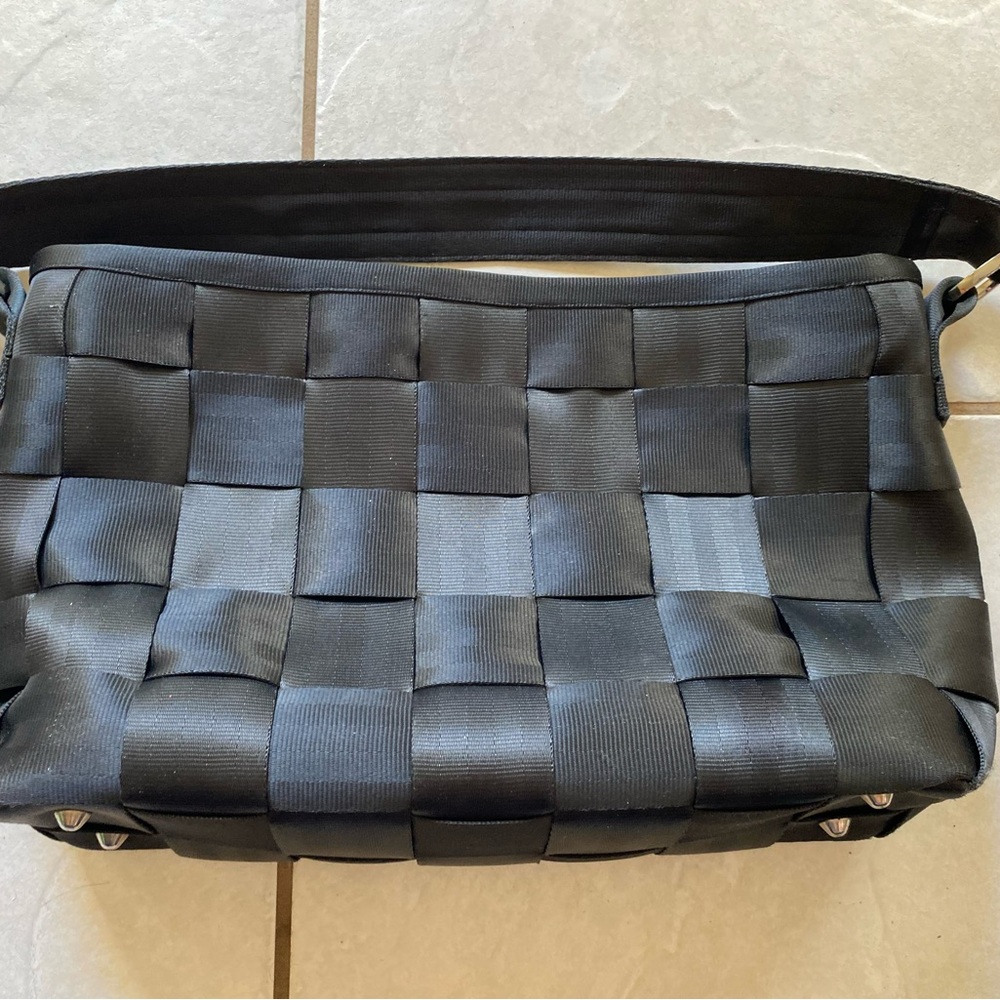 Harveys Mercedes-Benz Seat Belt Bag Tote Purse Black Shoulder Excellent